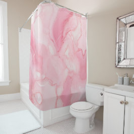 Cortina Para Box Cortina de Chá rosa moderna marmoreada