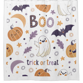 Cortina Para Box "Cortina de chuveiro Boo Ghost & Pumpkin fofo de H