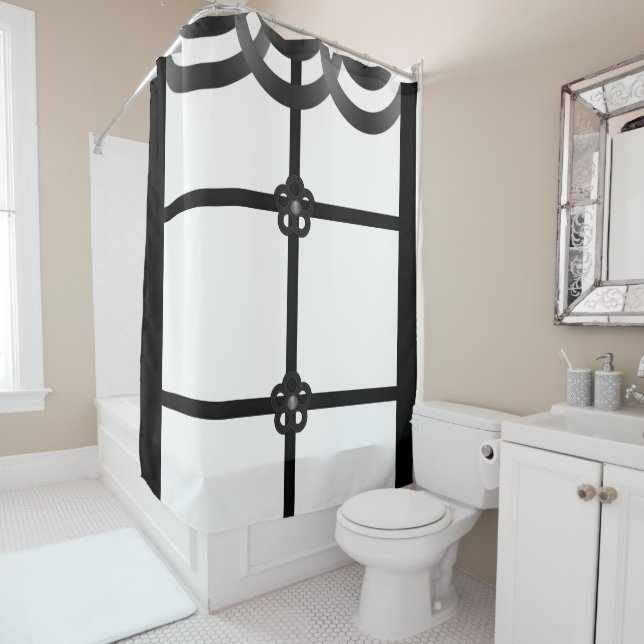 Cortina Para Box Cortina de chuveiro preto branco (In Situ)