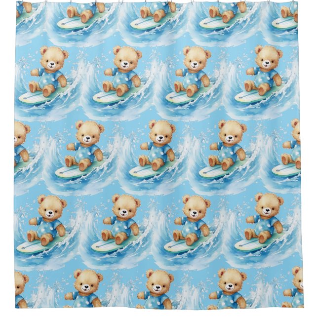 Cortina Para Box Cortinas Chás do Urso Azul do Menino (Frente)