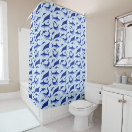 Cortina Para Box Cortinas de Banho de Vida Marinha Azul