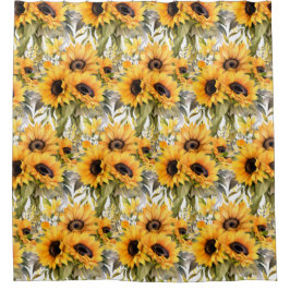 Cortina Para Box Cortinas de Banho Girassóis Rústicos Country Ameri