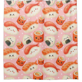 Cortina Para Box Cortinas de Banho Kawaii Sushi