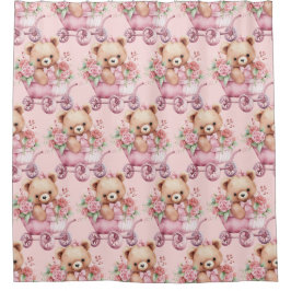 Cortina Para Box Cortinas de Chá de Urso Rosa-Rosa