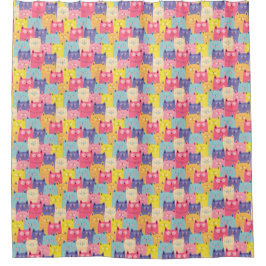 Cortina Para Box Cortinas do Chá de Arte de Gatos Pastel - Presente