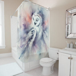 Cortina Para Box Coruja de Neve Encantada em Watercolor