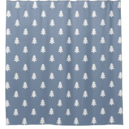Cortina Para Box Cottagecore Pine Trees Farmhouse Boho Winter Blue