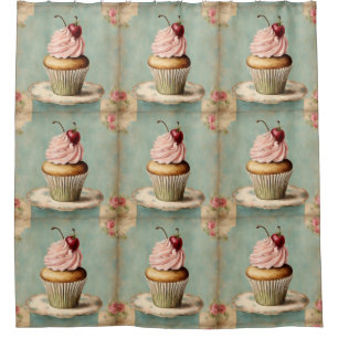 Cortina Para Box Cottagecore Vintage - Cupcake Rosa Francês