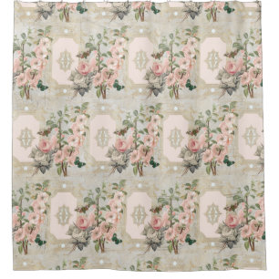 Cortina Para Box Cottagecore Vintage Floral Rosa Dourado Paris Anti