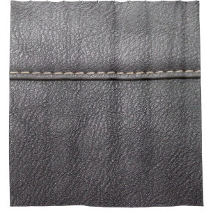 Cortina Para Box Couro preto, costurado com costura branca