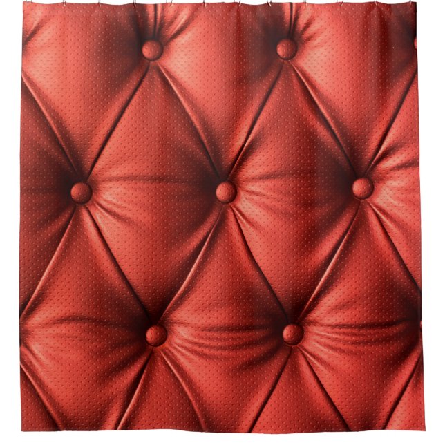 Cortina Para Box Couro Vermelho Texturizado: Fechamento Detalhado d (Frente)