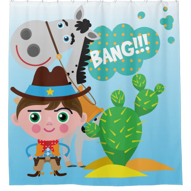 Cortina Para Box Cowboy Com Cavalo (Frente)