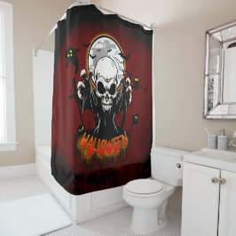 Cortina Para Box Crânio com dentes afiados e ameaçadores