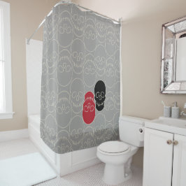 Cortina Para Box Crânios - Cinzas fantasma e branco ósseo