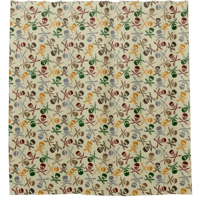 Cortina Para Box Crânios do pirata com espadas cruzadas (Frente)