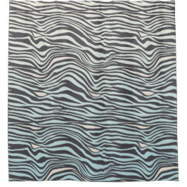 Cortina Para Box Creme Zebra Azul - Ombro de Impressão