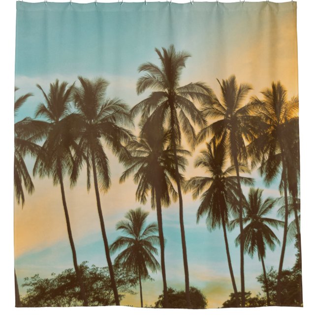 Cortina Para Box Crepúsculo tropical: Palma de coco Silhouette (Frente)