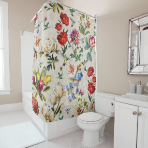 Cortina Para Box Criação De Aquarelas Florais Da Era Vitoriana