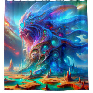 Cortina Para Box Criatura Surrealista Paisagem Cósmica Desértica Ra