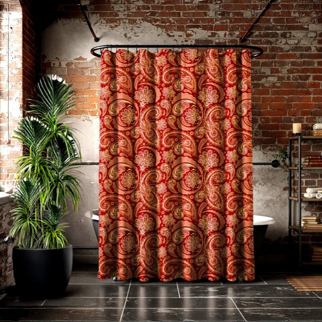 Cortina Para Box Crimson Red E Beige Paisley (Criador carregado)