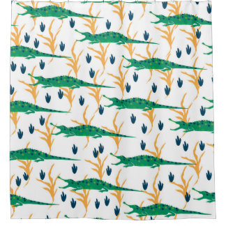 Cortina Para Box Crocodilos lindos, padrão uniforme. Animais de des