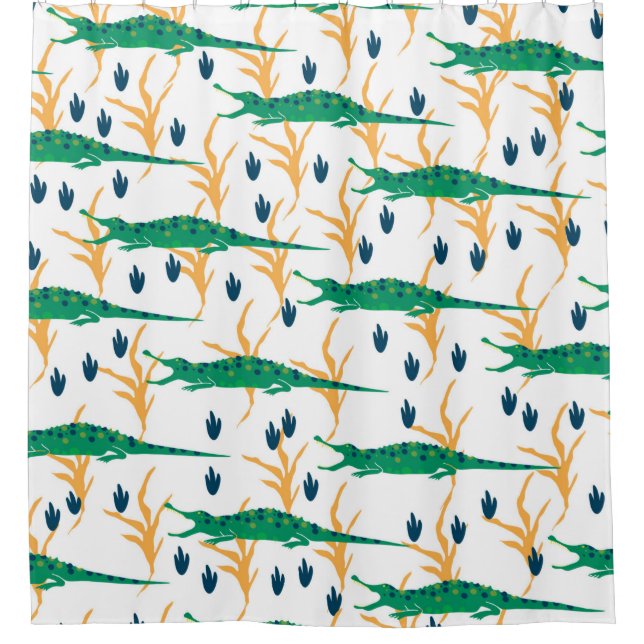 Cortina Para Box Crocodilos lindos, padrão uniforme. Animais de des (Frente)