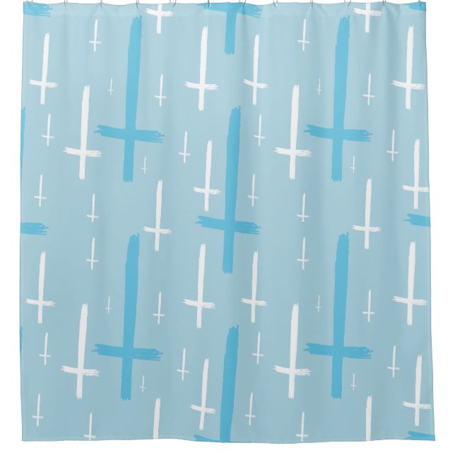 Cortina Para Box cruz invertida azul pastel (Frente)
