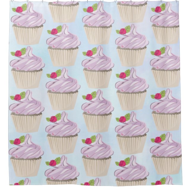 Cortina Para Box Cupcake rosa delicioso Berry no topo (Frente)