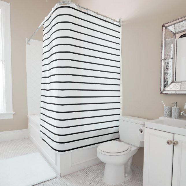 Cortina Para Box Cute black white stripes (In Situ)