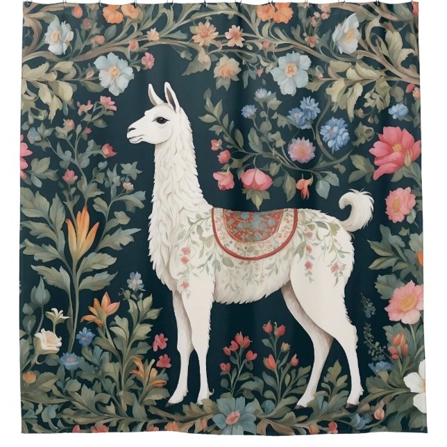 Cortina Para Box Cute Llama Elegant Floral (Frente)
