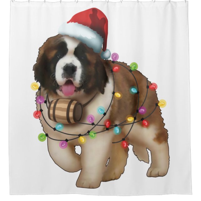Cortina Para Box Cute St. Bernard Dog Funny Xmas Holiday Gift (Frente)