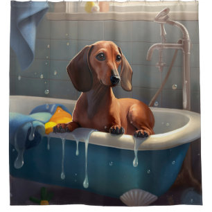 Cortina Para Box Dachshund Bathtime