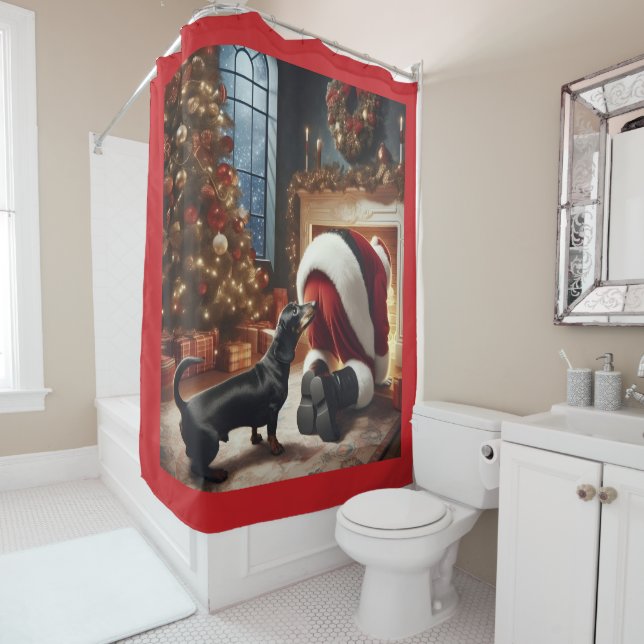Cortina Para Box Dachshund e Papai Noel (In Situ)