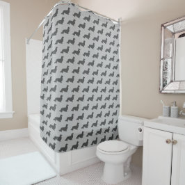 Cortina Para Box Dachshund Long Hair Gray Bathroom Shower Curtain