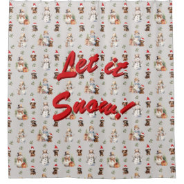 Cortina Para Box Dachshund Puppies: Santa Hats, Holly e Neves