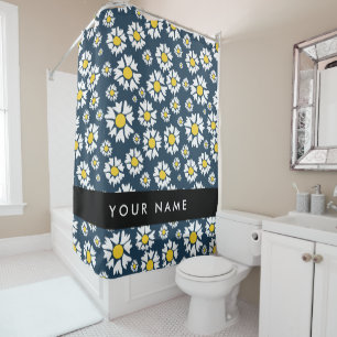 Cortina Para Box Daisy Pattern, White Daisies, Seu Nome