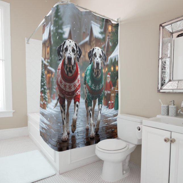 Cortina Para Box Dalmatian Dogs Christmas Snow Holiday  (In Situ)