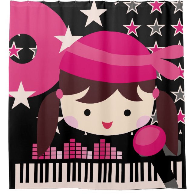 Cortina Para Box Dark Haired Girl Rock Star Music Karaoke (Frente)