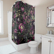 Dark Moody Berry Plum Sparkle Floral Modern