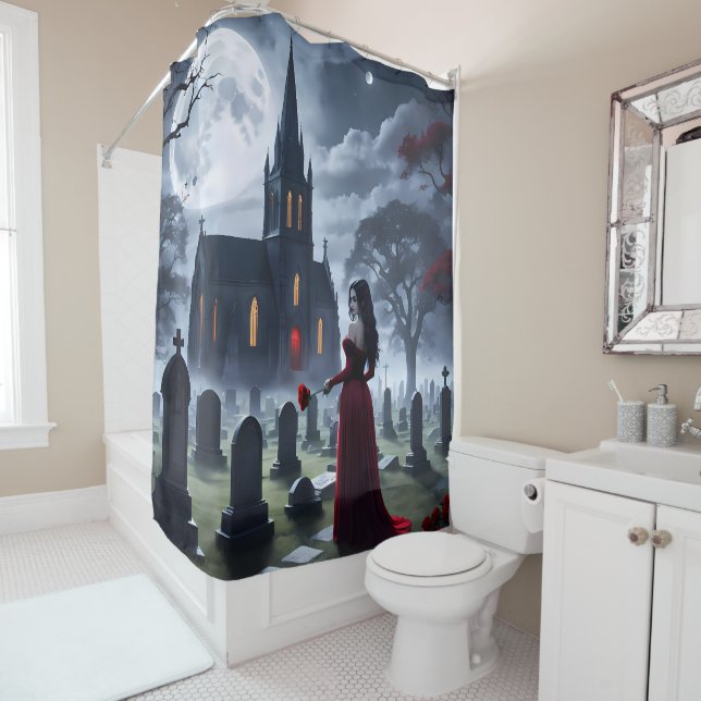 Cortina Para Box Dark Moody Gothic - Hunting Bathroom Décor (In Situ)