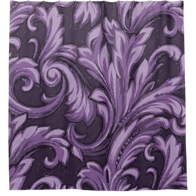 Cortina Para Box Dazzling Damask, Plum (Frente)