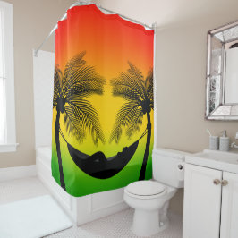 Cortina Para Box Decoração de banho de pôr do sol da ilha de Tropic
