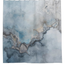 Cortina Para Box Decoração de Casa Abstrata Azul Aqua Verde Cinza B