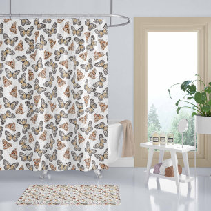 Cortina Para Box Decoração do banheiro feminino, borboleta monarca