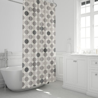 Cortina Para Box Decoração Moderna de Círculos Geométricos Cinza pa