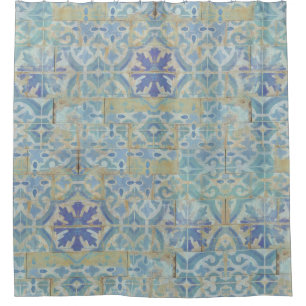 Cortina Para Box Decoração velha da casa da praia do azulejo de