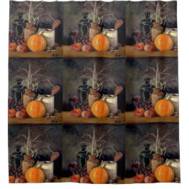 Cortina Para Box Decorações do outono sobre Mesa, Abóbora, Fruta, B