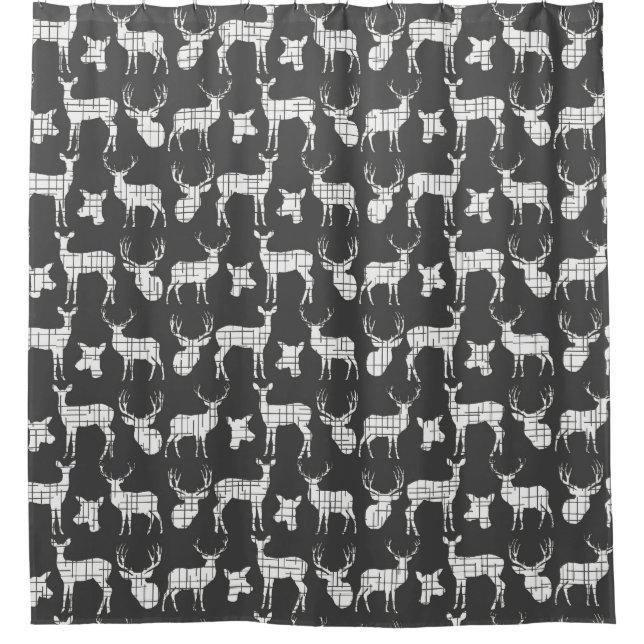 Cortina Para Box Deer Buck and Doe Silhouette Black and White (Frente)