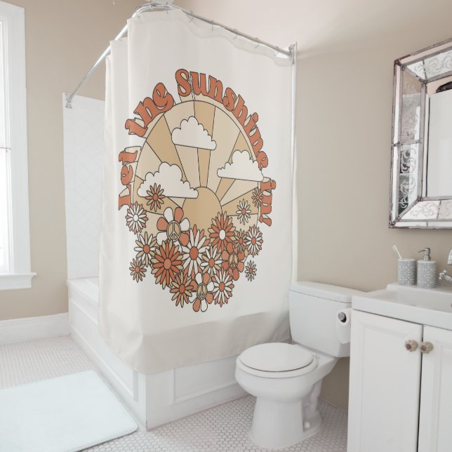 Cortina Para Box Deixe o sol em Groovy Daisy Hippie Flowers (In Situ)