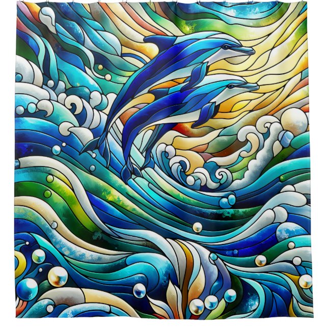 Cortina Para Box "Delícia de Golfinho de Vidro Estreitado" (Frente)